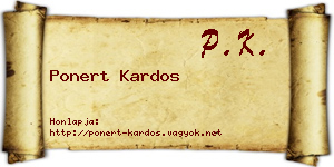 Ponert Kardos névjegykártya